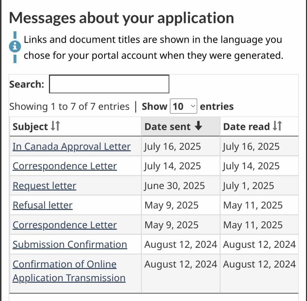 Screenshot from the GC Key Showing Approval Upon Reconsideration of the refused work permit application.