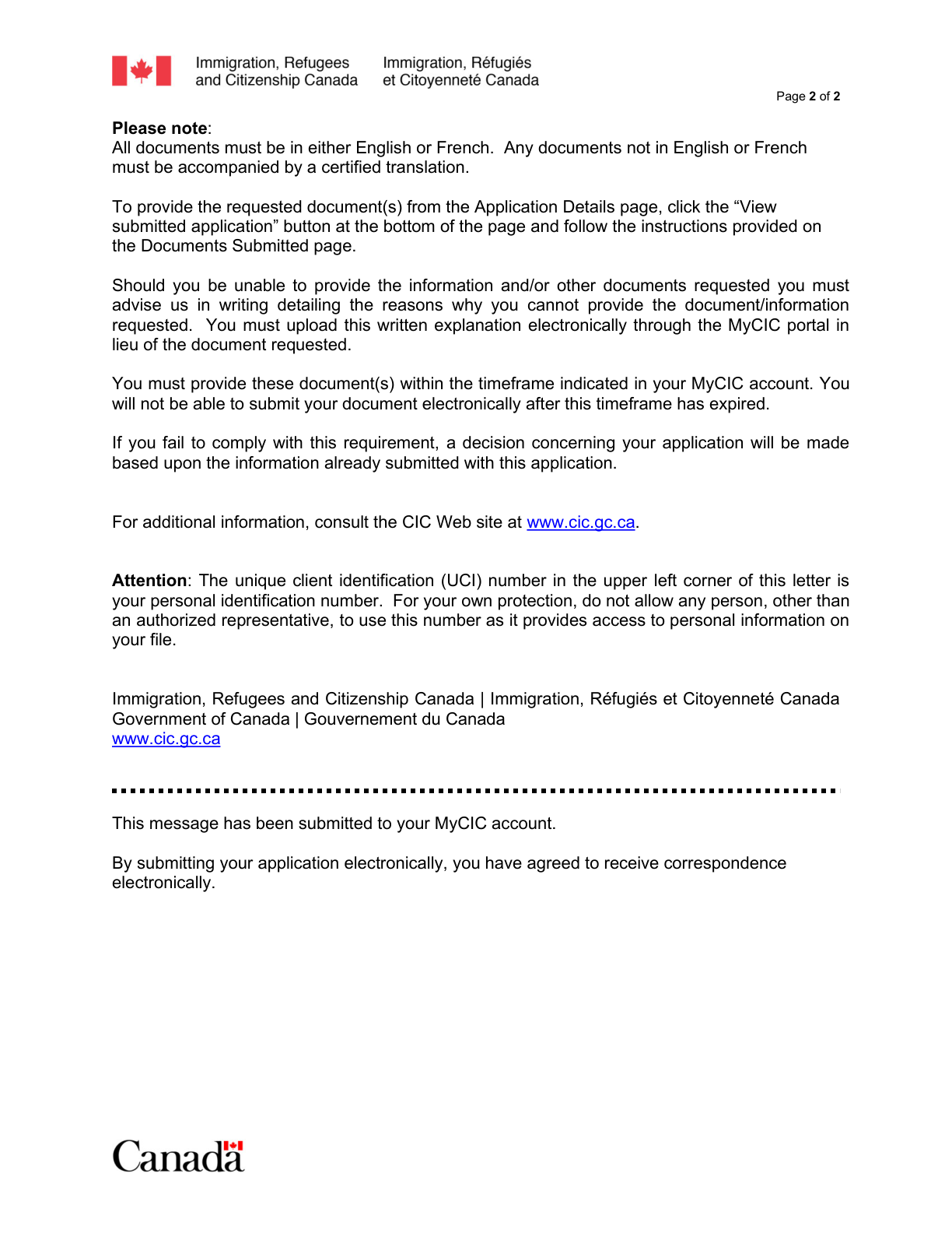 Full second page of the IRCC letter confirming that the PGWP application was reopened